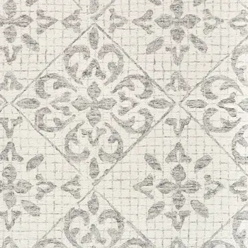 5' X 8' Ivory and Gray Wool Floral Hand Tufted Area Rug