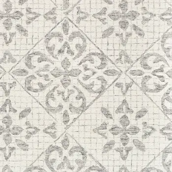 8' X 10' Ivory and Gray Wool Floral Hand Tufted Area Rug