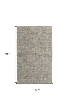 5' X 8' Ivory and Gray Wool Hand Tufted Distressed Area Rug