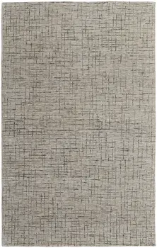 8' X 10' Ivory and Gray Wool Hand Tufted Distressed Area Rug