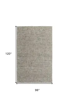 8' X 10' Ivory and Gray Wool Hand Tufted Distressed Area Rug