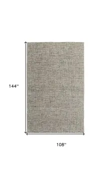 9' X 12' Ivory and Gray Wool Hand Tufted Distressed Area Rug