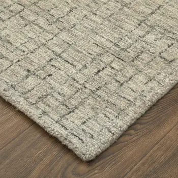 10' X 14' Ivory and Gray Wool Hand Tufted Distressed Area Rug