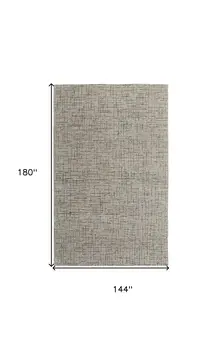 12' X 15' Ivory and Gray Wool Hand Tufted Distressed Area Rug