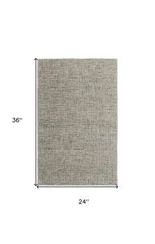 2' X 3' Ivory and Gray Wool Hand Tufted Distressed Area Rug