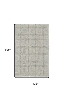 10' X 14' Ivory and Gray Wool Geometric Hand Tufted Area Rug