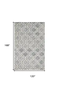 10' X 14' Ivory and Gray Wool Floral Hand Tufted Area Rug