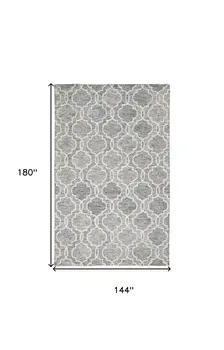 12' X 15' Ivory and Gray Wool Floral Hand Tufted Area Rug