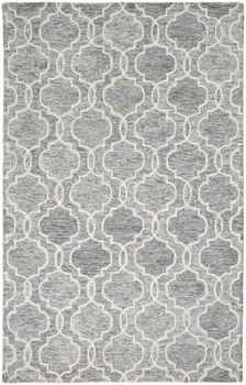 12' X 15' Ivory and Gray Wool Floral Hand Tufted Area Rug