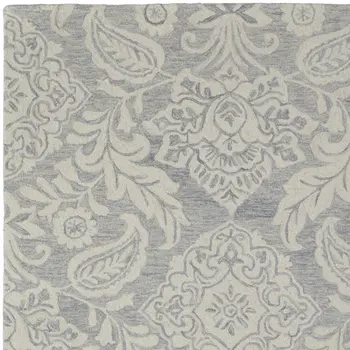 10' X 14' Blue and Ivory Wool Oriental Hand Tufted Area Rug