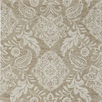 10' X 14' Tan and Ivory Wool Oriental Hand Tufted Area Rug