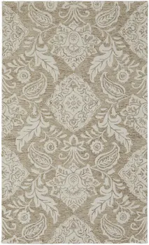 12' X 15' Tan and Ivory Wool Oriental Hand Tufted Area Rug