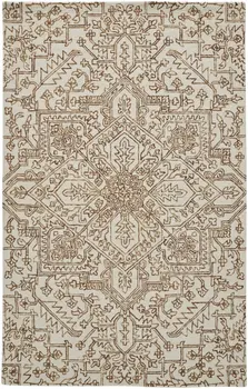 10' X 14' Brown and Ivory Wool Oriental Hand Tufted Area Rug