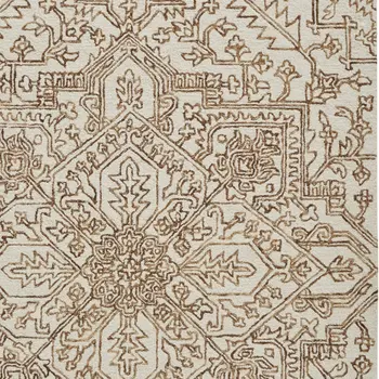 12' X 15' Brown and Ivory Wool Oriental Hand Tufted Area Rug