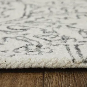 10' X 14' White and Gray Wool Oriental Hand Tufted Area Rug