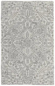 10' X 14' White and Gray Wool Oriental Hand Tufted Area Rug