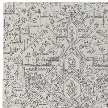 12' X 15' White and Gray Wool Oriental Hand Tufted Area Rug