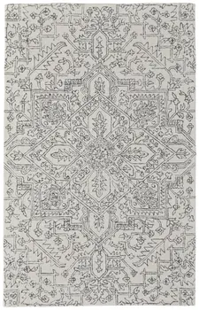 12' X 15' White and Gray Wool Oriental Hand Tufted Area Rug