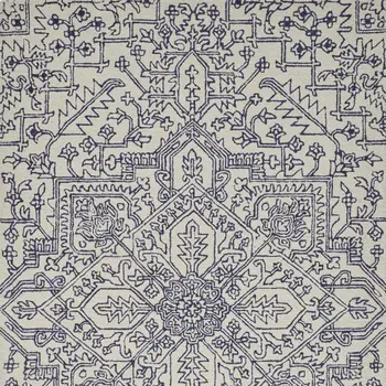 10' X 14' Ivory and Blue Wool Oriental Hand Tufted Area Rug