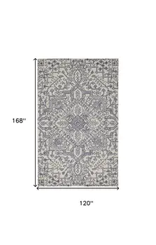 10' X 14' Ivory and Blue Wool Oriental Hand Tufted Area Rug