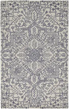 10' X 14' Ivory and Blue Wool Oriental Hand Tufted Area Rug
