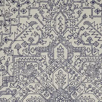 12' X 15' Ivory and Blue Wool Oriental Hand Tufted Area Rug