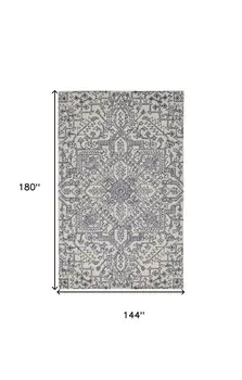 12' X 15' Ivory and Blue Wool Oriental Hand Tufted Area Rug