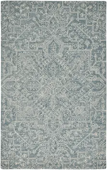 10' X 14' Green Blue and Ivory Wool Oriental Hand Tufted Area Rug