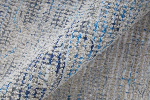 9' X 12' Gray Blue and Ivory Oriental Hand Woven Distressed Area Rug With Fringe