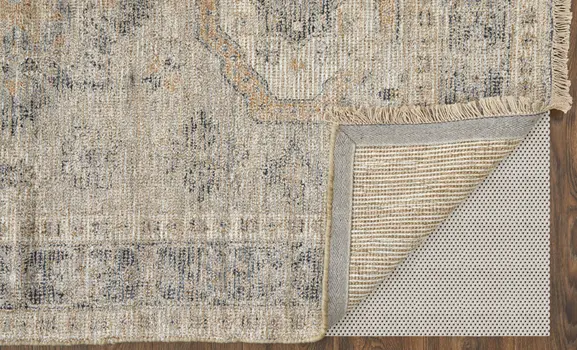 4' X 6' Tan and Gray Oriental Hand Woven Distressed Area Rug With Fringe