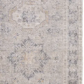 5' X 8' Tan and Gray Oriental Hand Woven Distressed Area Rug With Fringe