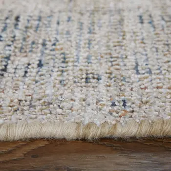 9' X 12' Tan and Gray Oriental Hand Woven Distressed Area Rug With Fringe