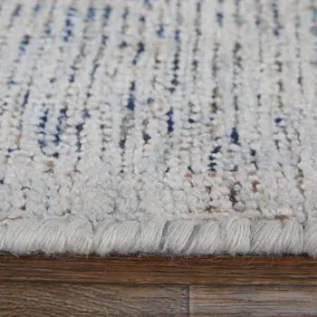 10' X 14' Gray Blue and Taupe Abstract Hand Woven Distressed Area Rug With Fringe