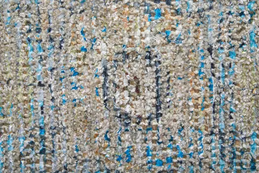 2' X 3' Gray Blue and Tan Abstract Hand Woven Distressed Area Rug With Fringe