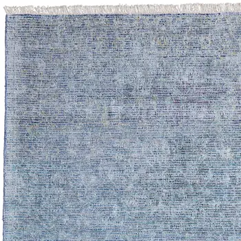5' X 8' Blue and Gray Abstract Hand Woven Distressed Area Rug With Fringe