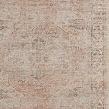 4' X 6' Tan Orange and Ivory Oriental Hand Woven Distressed Area Rug With Fringe