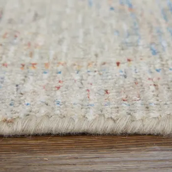 10' X 14' Tan Brown and Blue Floral Hand Woven Distressed Area Rug With Fringe