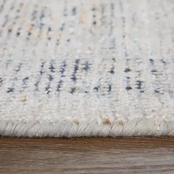 2' X 3' Ivory Blue and Orange Oriental Hand Woven Distressed Area Rug With Fringe