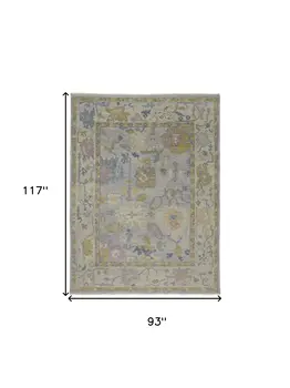 8' X 10' Purple Gray and Gold Wool Oriental Hand Knotted Area Rug With Fringe