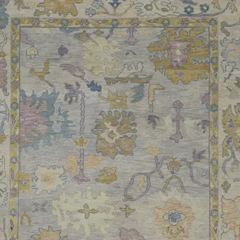 12' X 15' Purple Gray and Gold Wool Oriental Hand Knotted Area Rug With Fringe