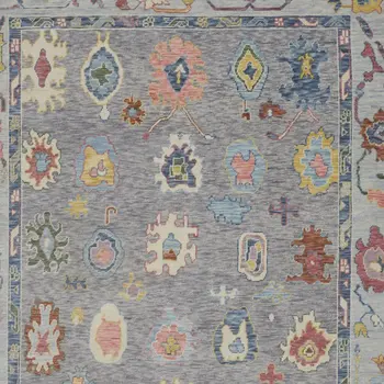 4' X 6' Gray Blue and Red Wool Oriental Hand Knotted Area Rug With Fringe