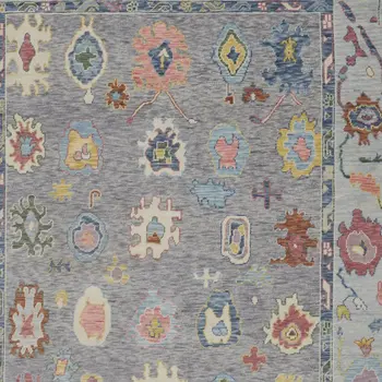 2' X 3' Gray Blue and Red Wool Oriental Hand Knotted Area Rug With Fringe