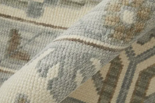 6' X 9' Ivory Gray and Brown Wool Floral Hand Knotted Area Rug With Fringe