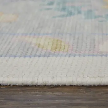 8' X 12' Gray Ivory and Orange Wool Floral Hand Knotted Area Rug With Fringe
