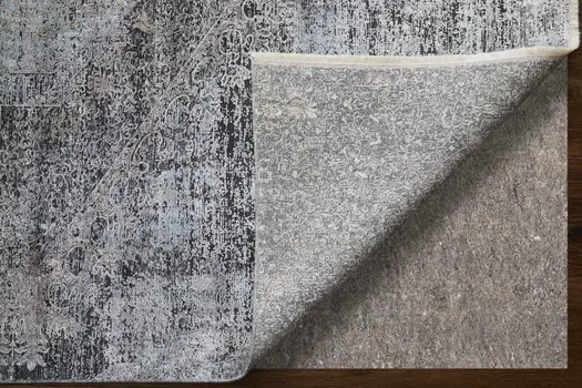 7' X 10' Gray and Silver Abstract Power Loom Worn Faded Area Rug