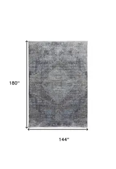 12' X 15' Gray Abstract Distressed Area Rug