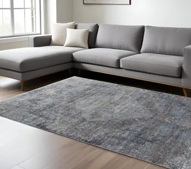 12' X 15' Gray Abstract Distressed Area Rug