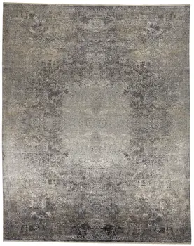 4' X 5' Gray Oriental Distressed Area Rug