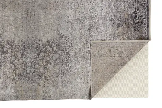 5' X 7' Tan and Gray Oriental Power Loom Worn Faded Area Rug