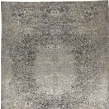 5' X 7' Tan and Gray Oriental Power Loom Worn Faded Area Rug